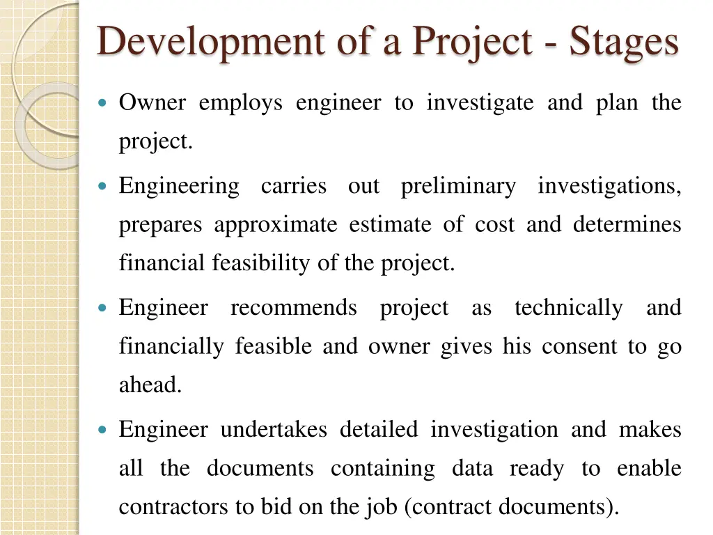 development of a project stages