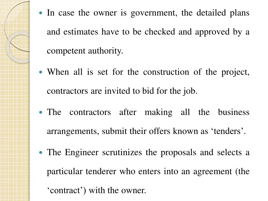 in case the owner is government the detailed plans