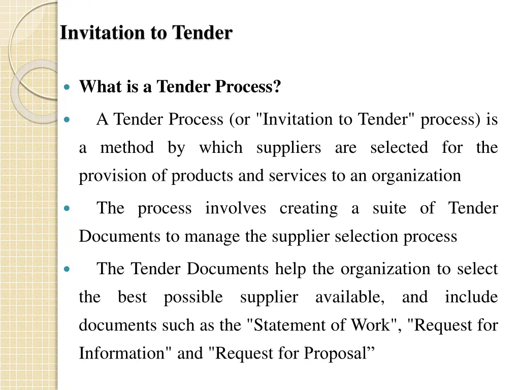 invitation to tender