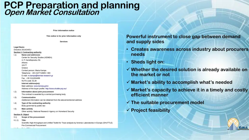 pcp preparation and planning open market