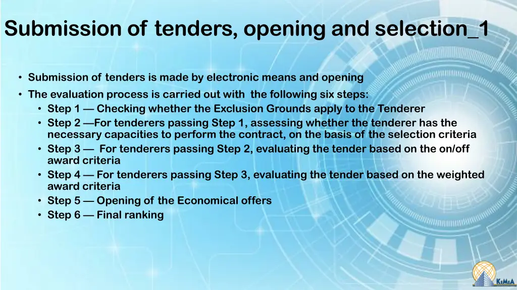 submission of tenders opening and selection 1