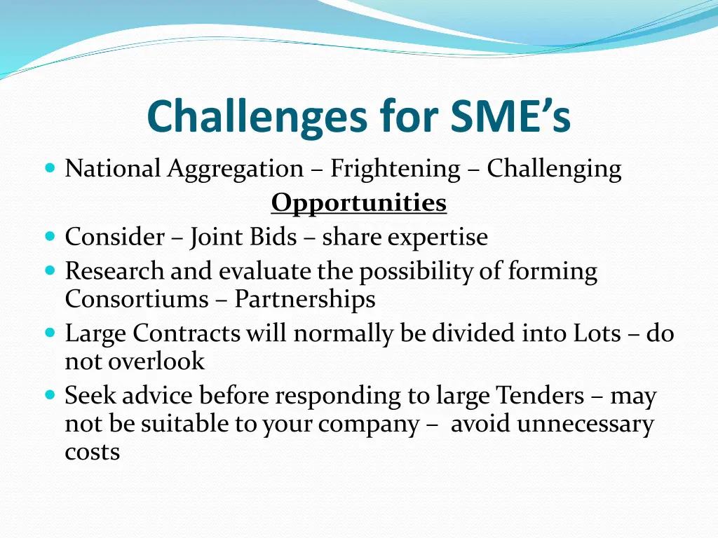 challenges for sme s national aggregation