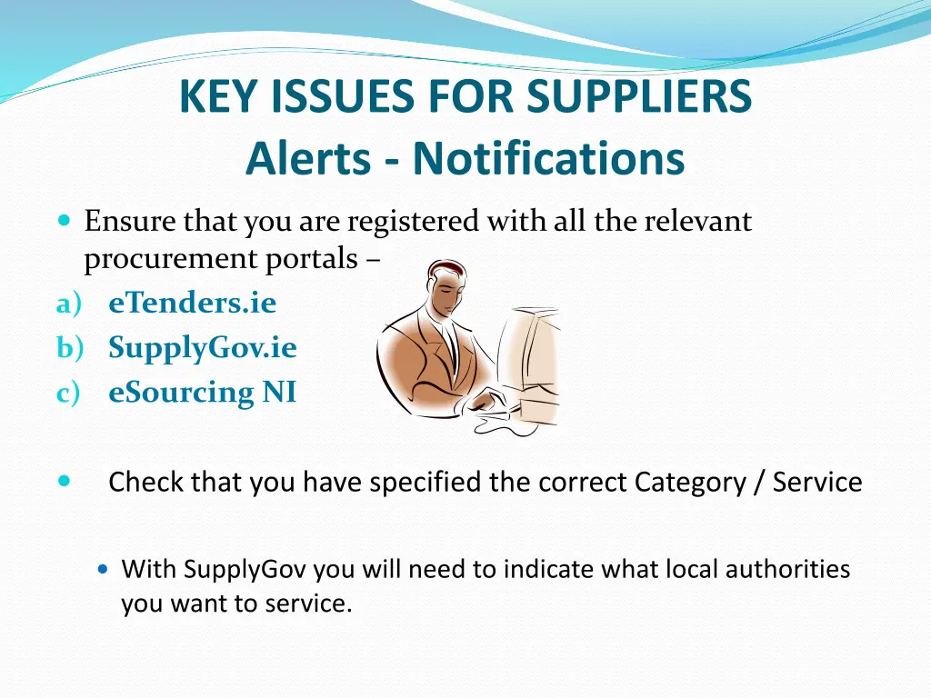 key issues for suppliers alerts notifications