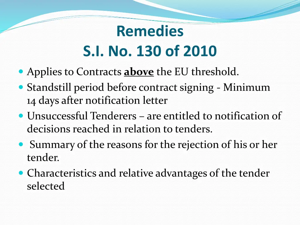 remedies s i no 130 of 2010