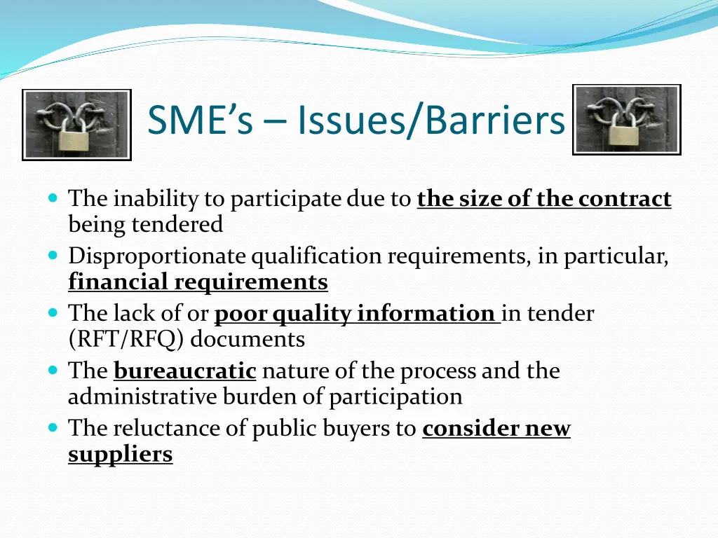 sme s issues barriers