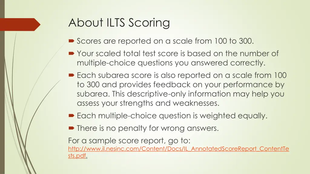 about ilts scoring
