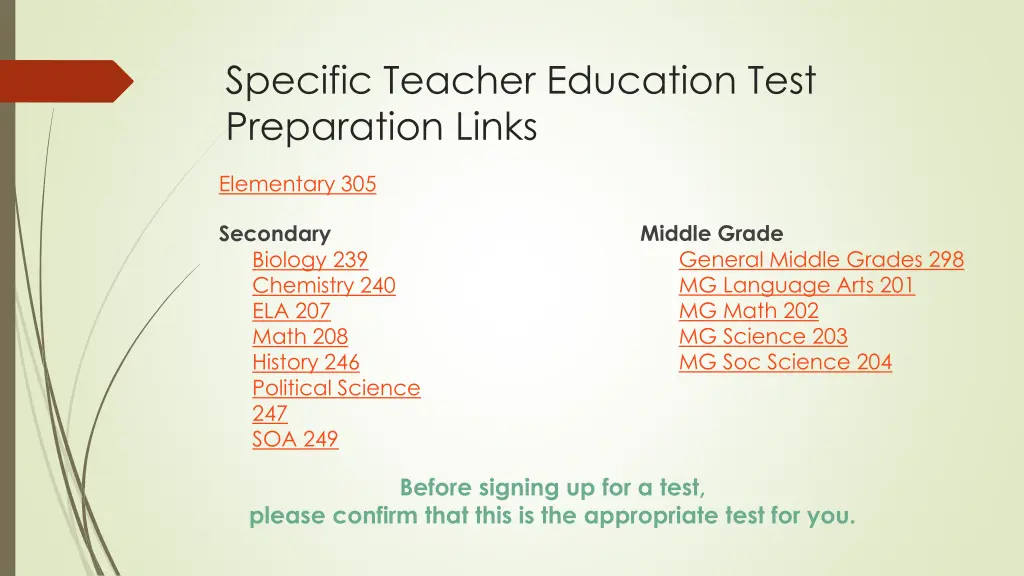 specific teacher education test preparation links