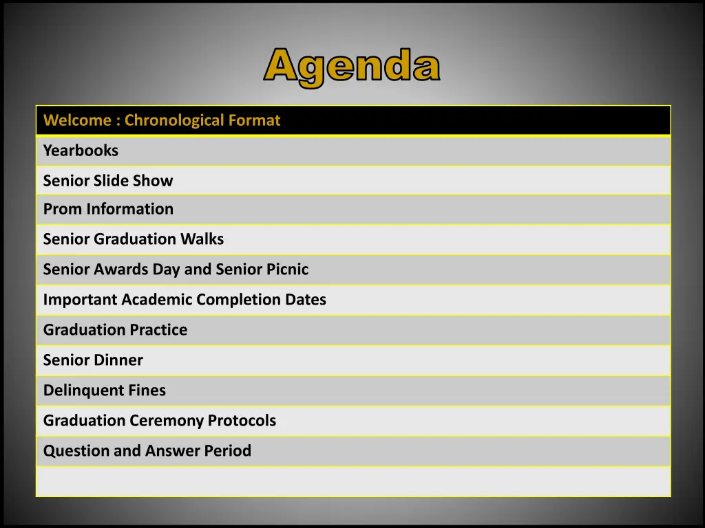 agenda agenda