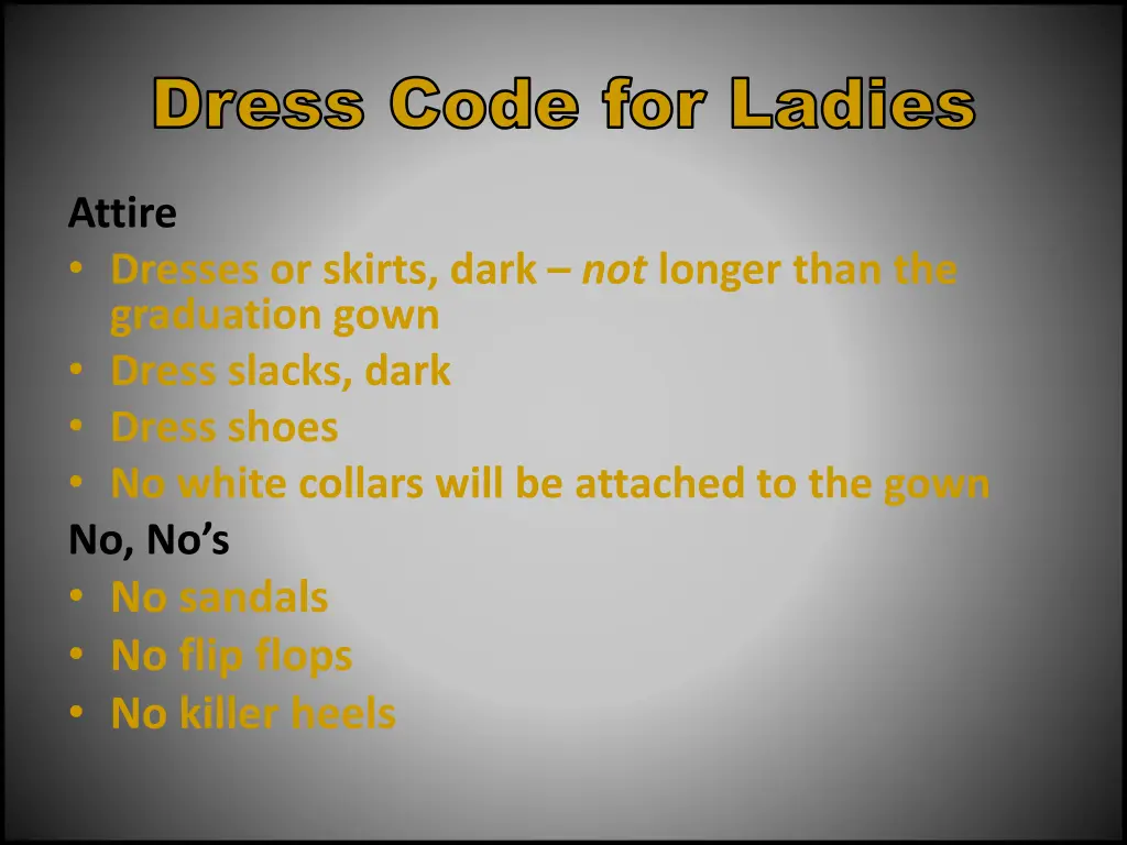 dress code for dress code for ladies