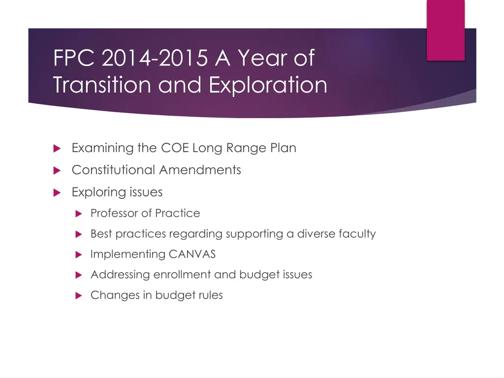 fpc 2014 2015 a year of transition and exploration