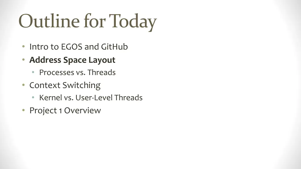 outline for today 1