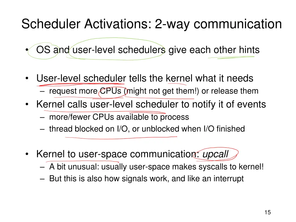 scheduler activations 2 way communication