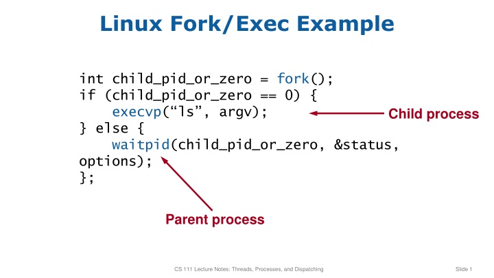 linux fork exec example
