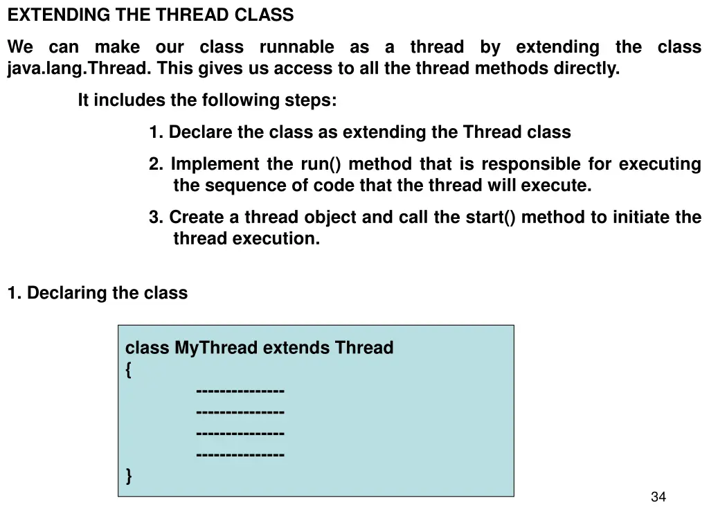 extending the thread class