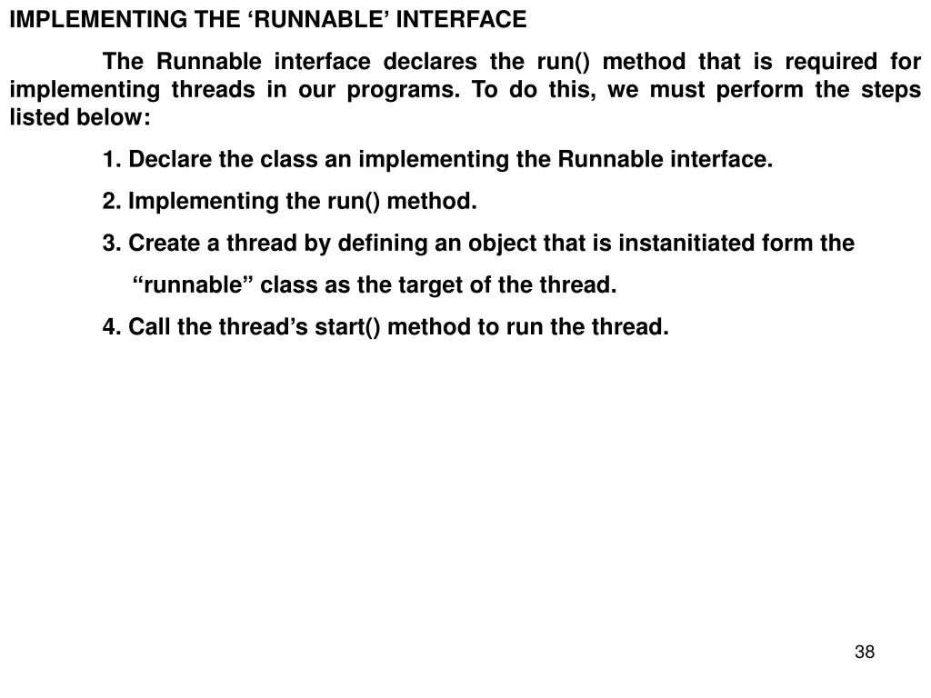 implementing the runnable interface