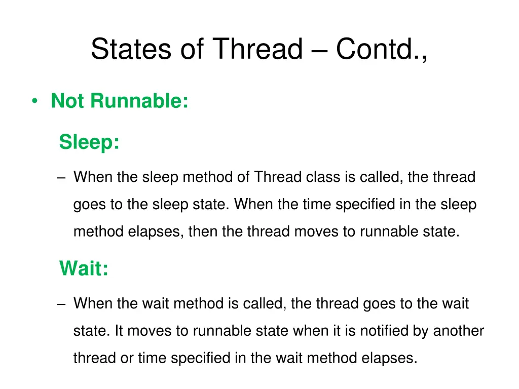 states of thread contd