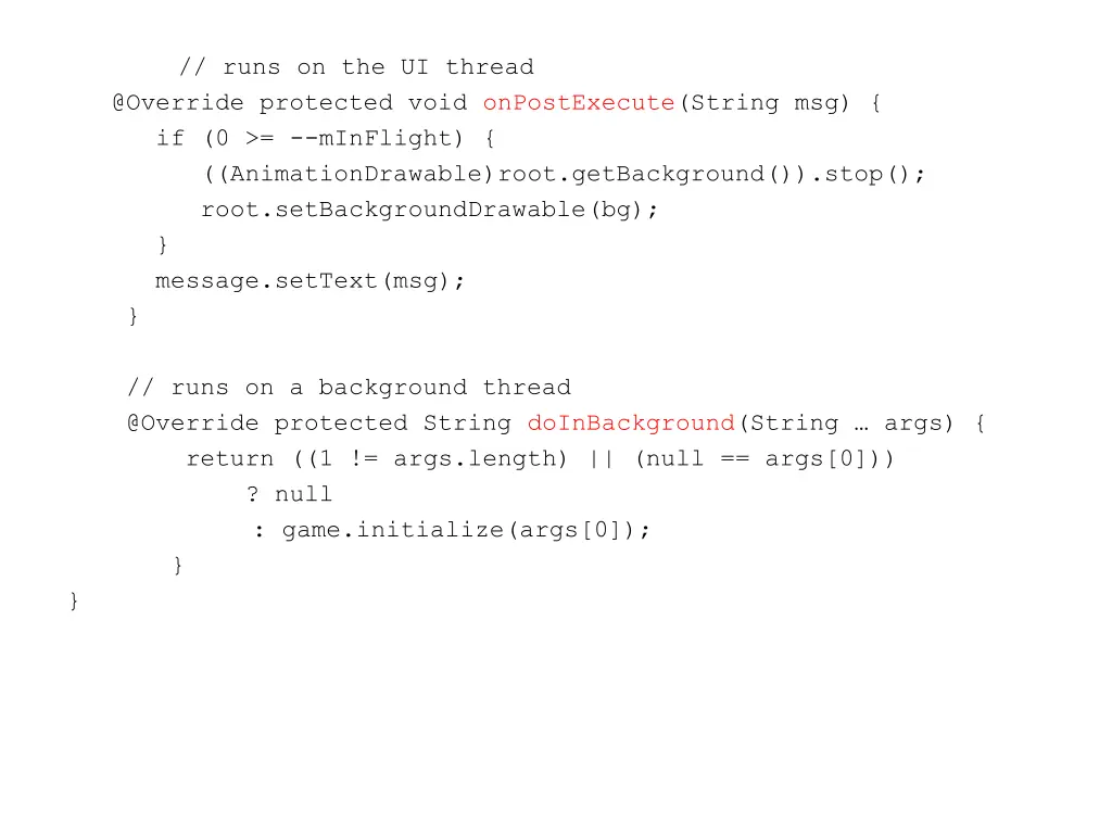 runs on the ui thread @override protected void