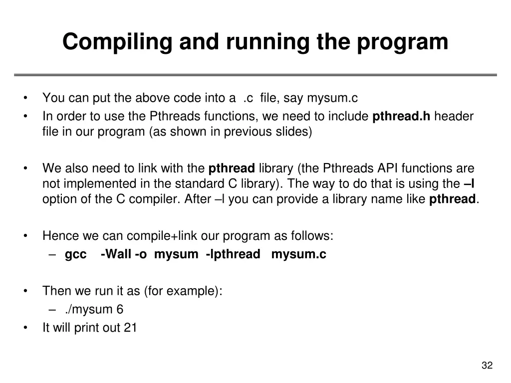 compiling and running the program