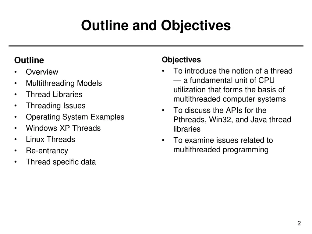 outline and objectives