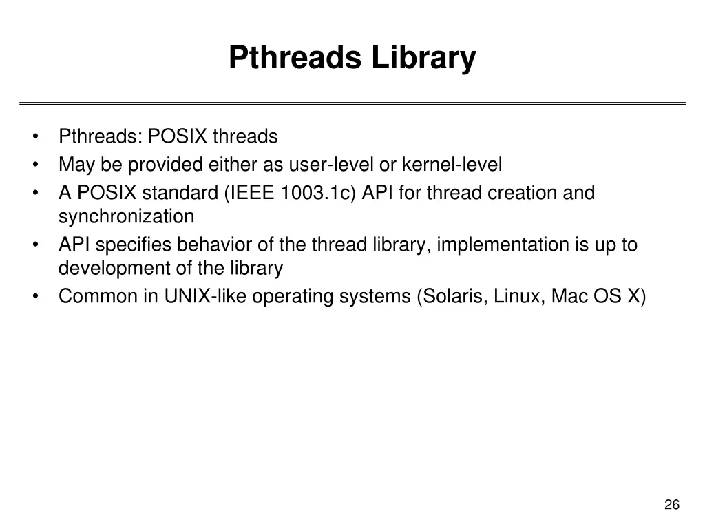 pthreads library