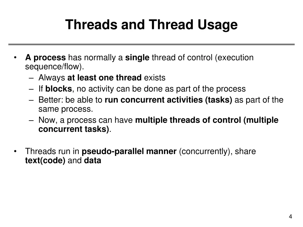 threads and thread usage