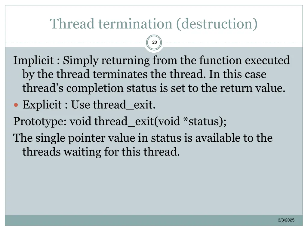 thread termination destruction