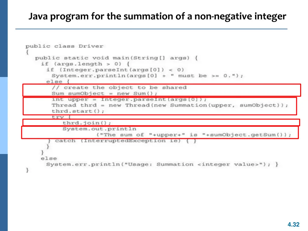 java program for the summation of a non negative 1