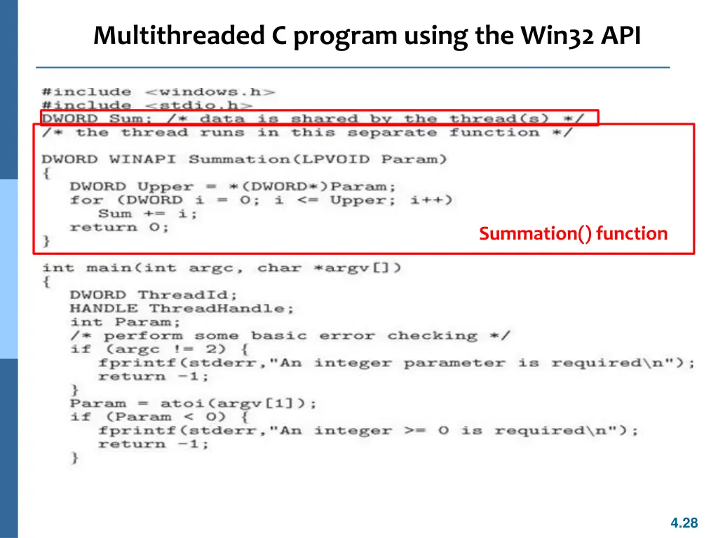 multithreaded c program using the win32 api