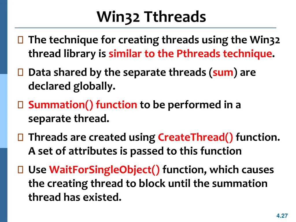 win32 tthreads