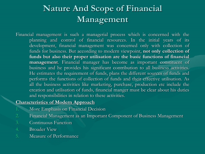 nature and scope of financial management