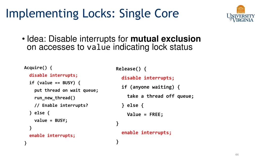 implementing locks single core 1