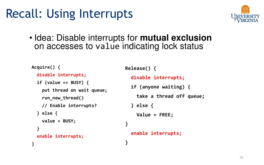 recall using interrupts