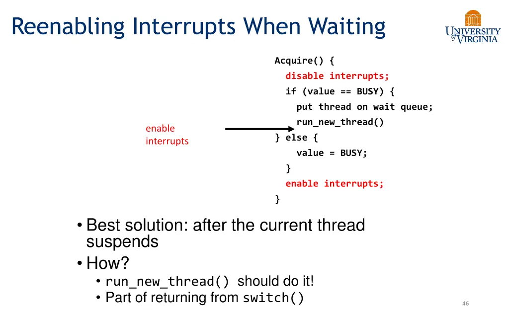 reenabling interrupts when waiting 1