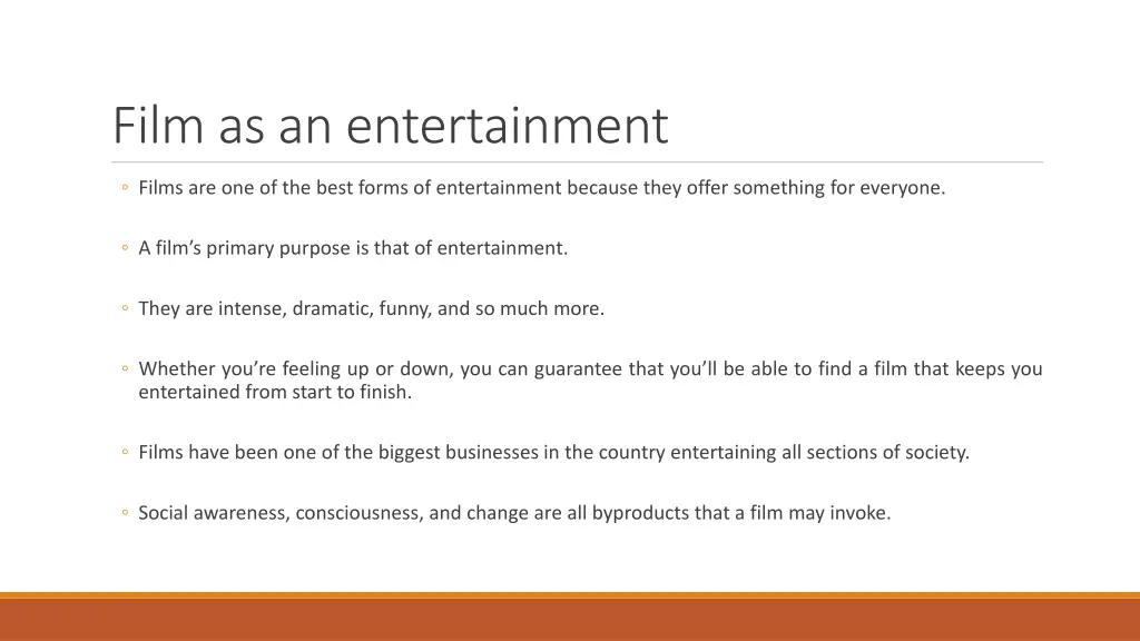 film as an entertainment