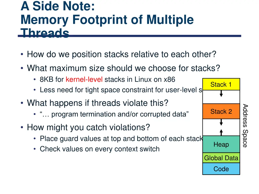 a side note memory footprint of multiple threads