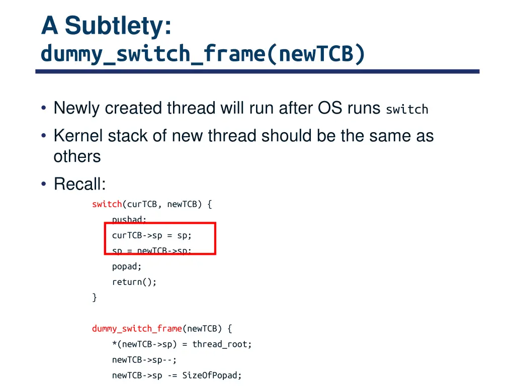 a subtlety dummy switch frame newtcb
