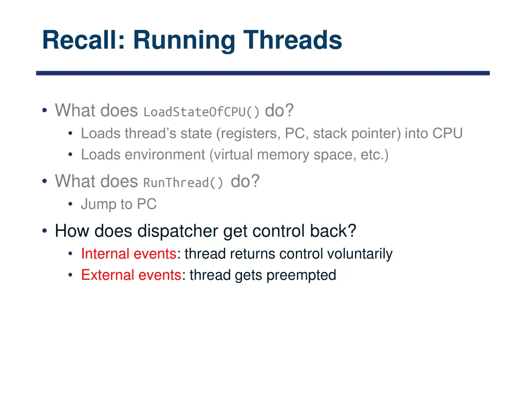 recall running threads