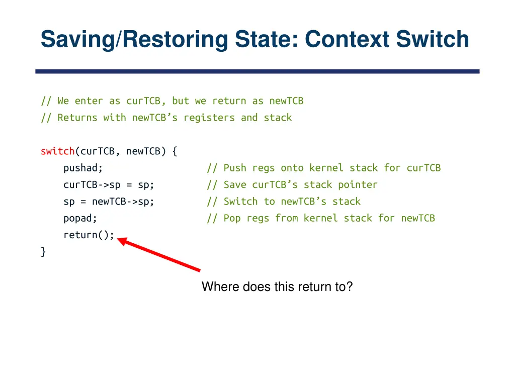 saving restoring state context switch