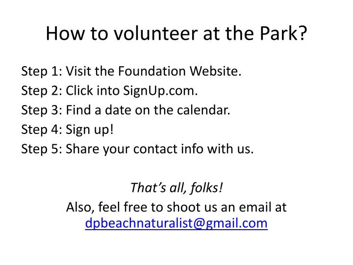 how to volunteer at the park