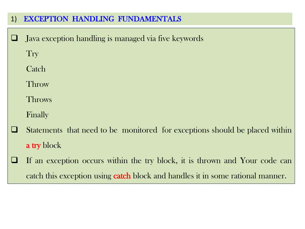1 exception handling fundamentals exception 1