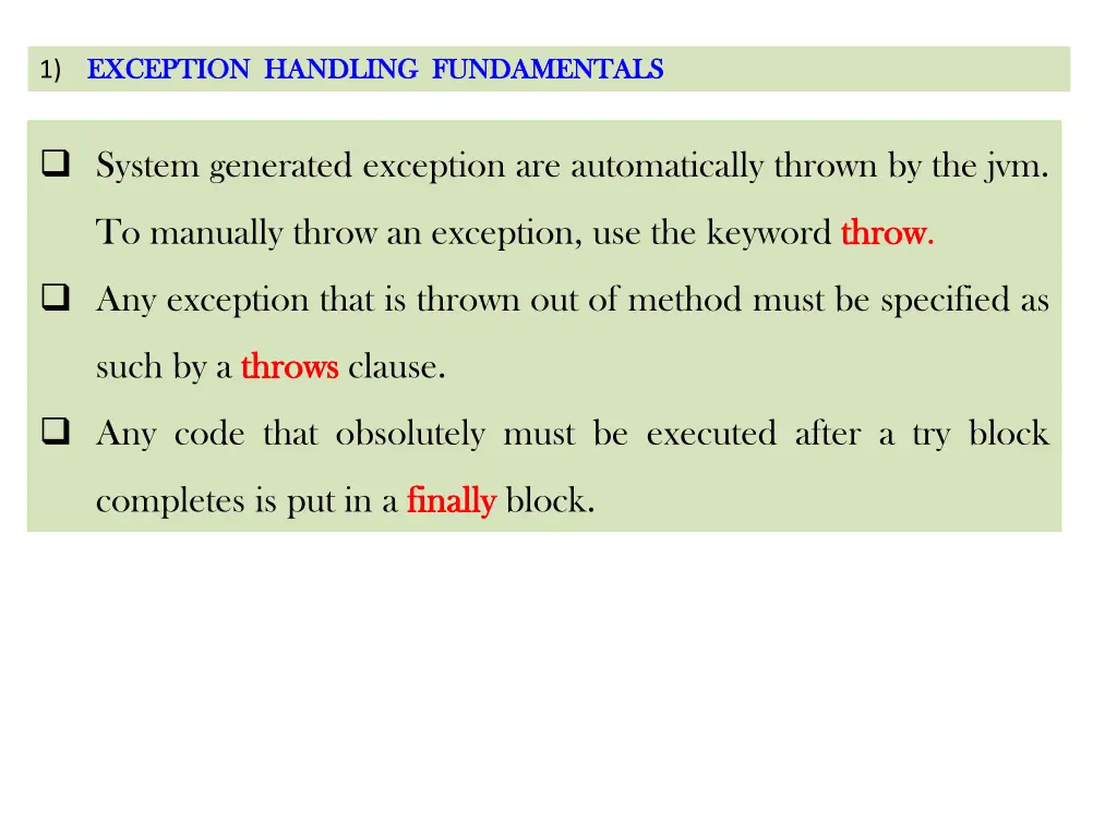 1 exception handling fundamentals exception 2