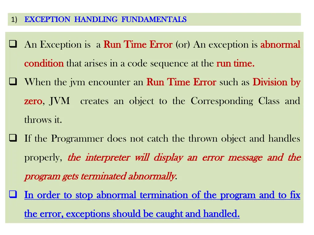1 exception handling fundamentals exception