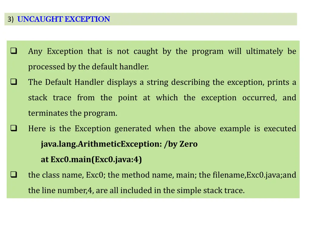 3 uncaught exception uncaught exception 1