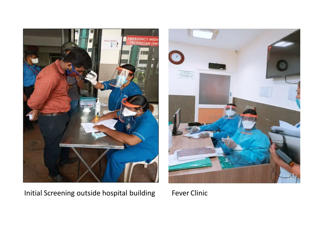 initial screening outside hospital building