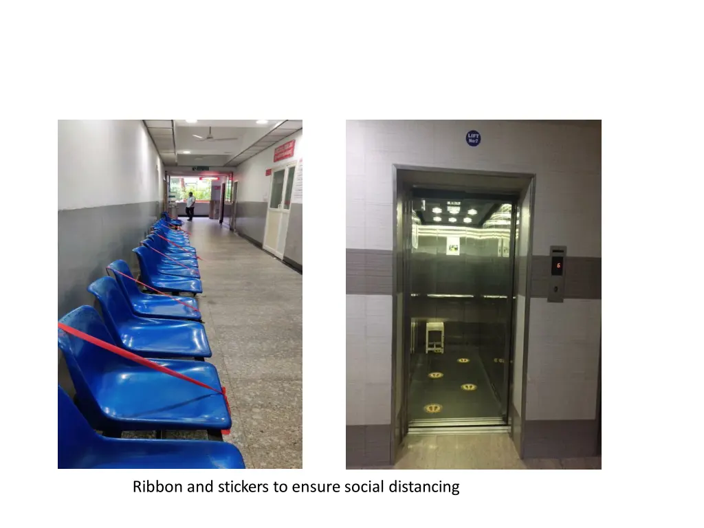 ribbon and stickers to ensure social distancing