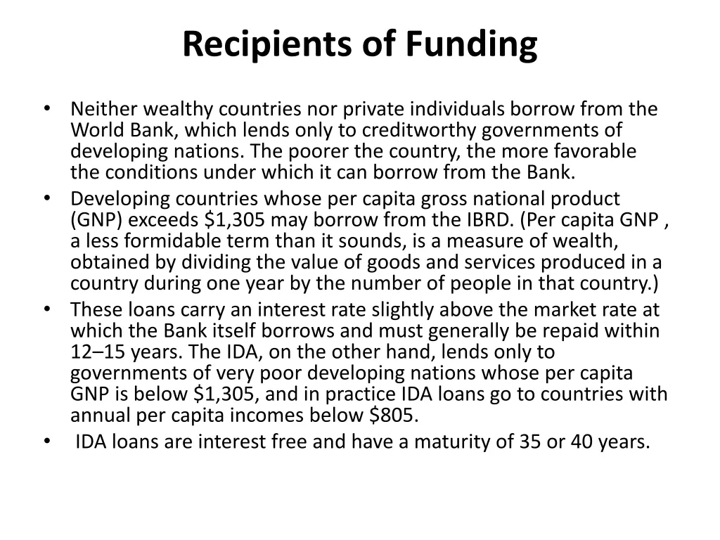 recipients of funding