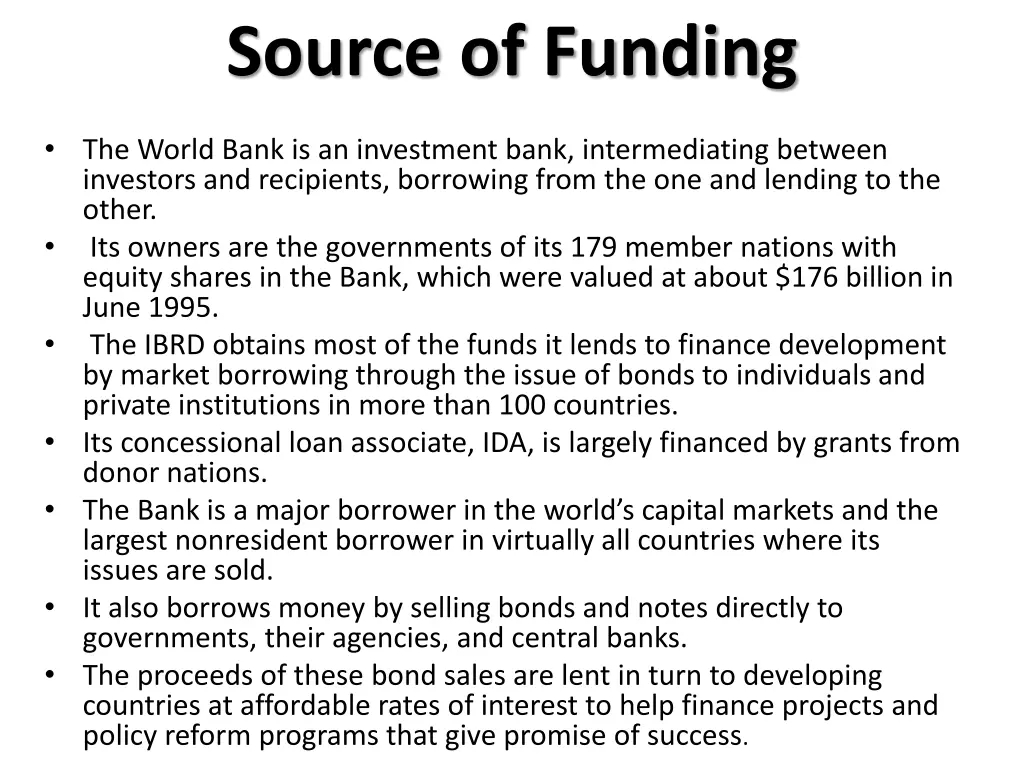source of funding