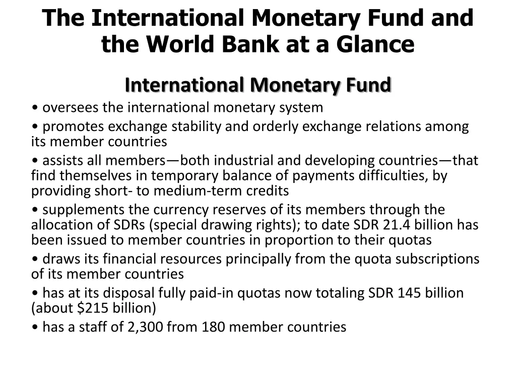 the international monetary fund and the world