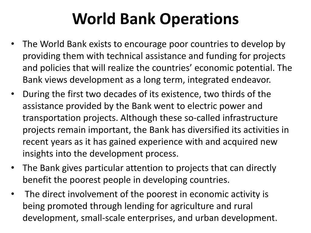 world bank operations