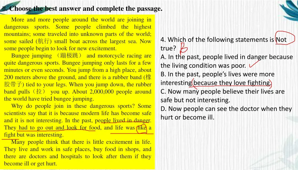 ii choose the best answer and complete the passage 1
